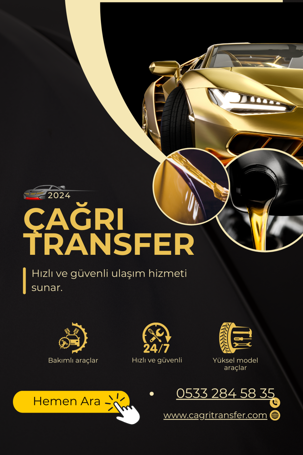 Black and Gold Modern Car Services Flyer